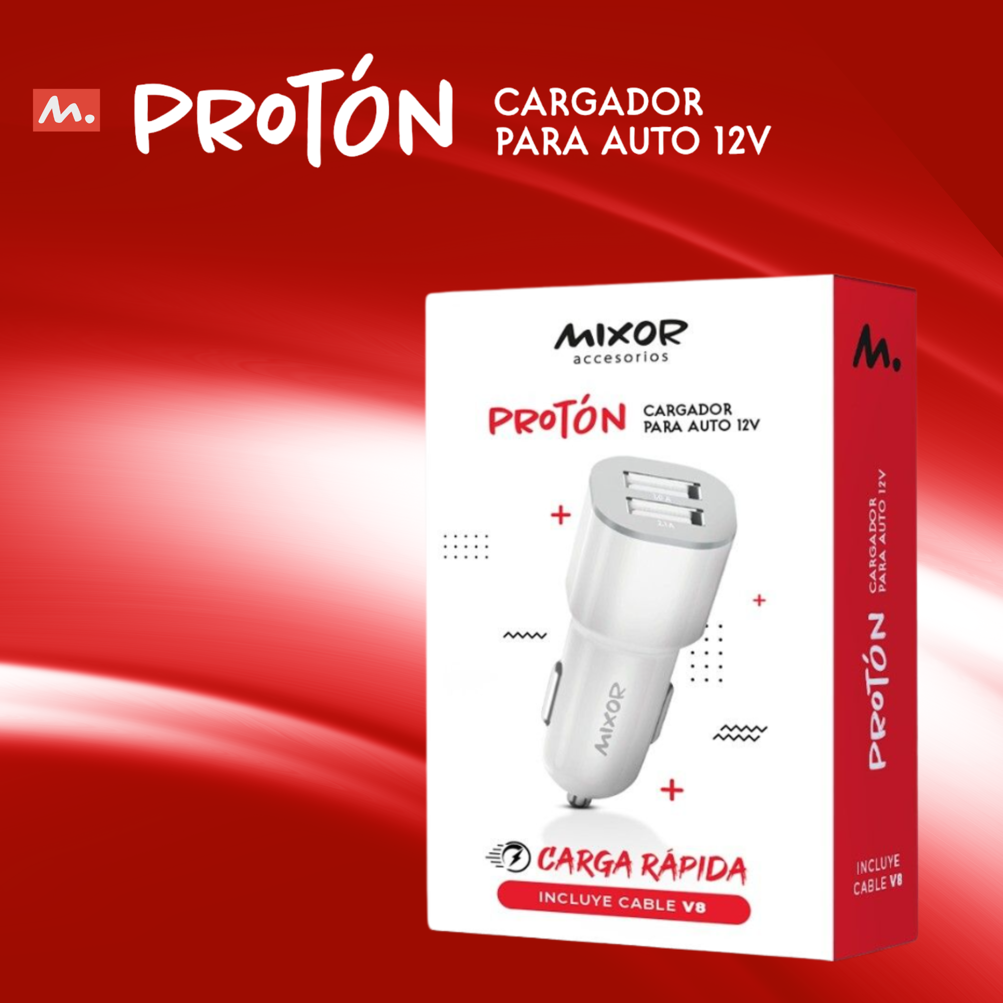 Cargador Auto 12V Mixor Proton Doble USB - Mayorista Argentina