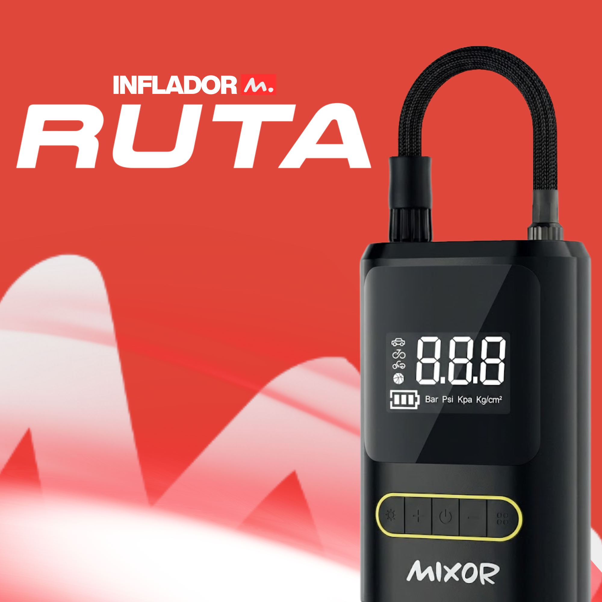 Inflador Portátil Mixor Ruta 4000mAh Digital - Mayorista Argentina